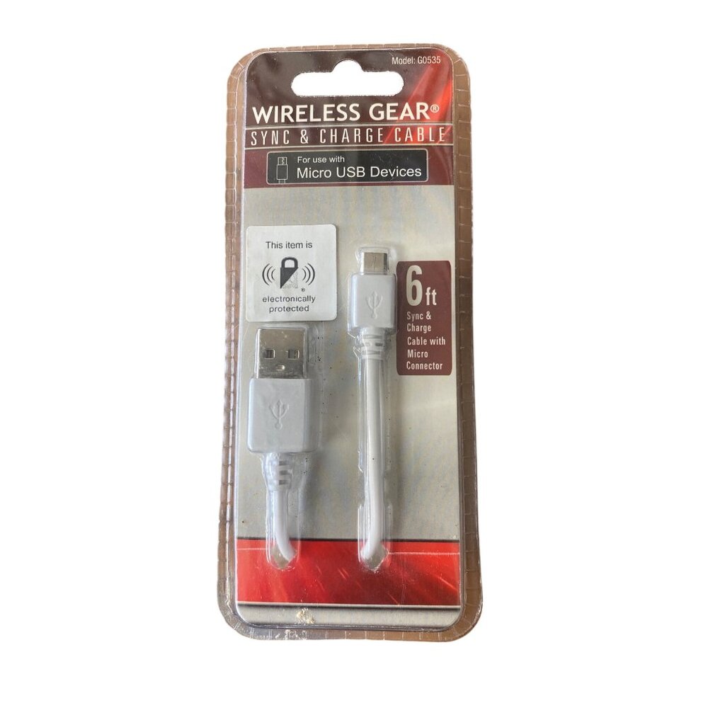Wireless Gear 6 Ft Sync & Charge Micro USB Cable With Micro Connector